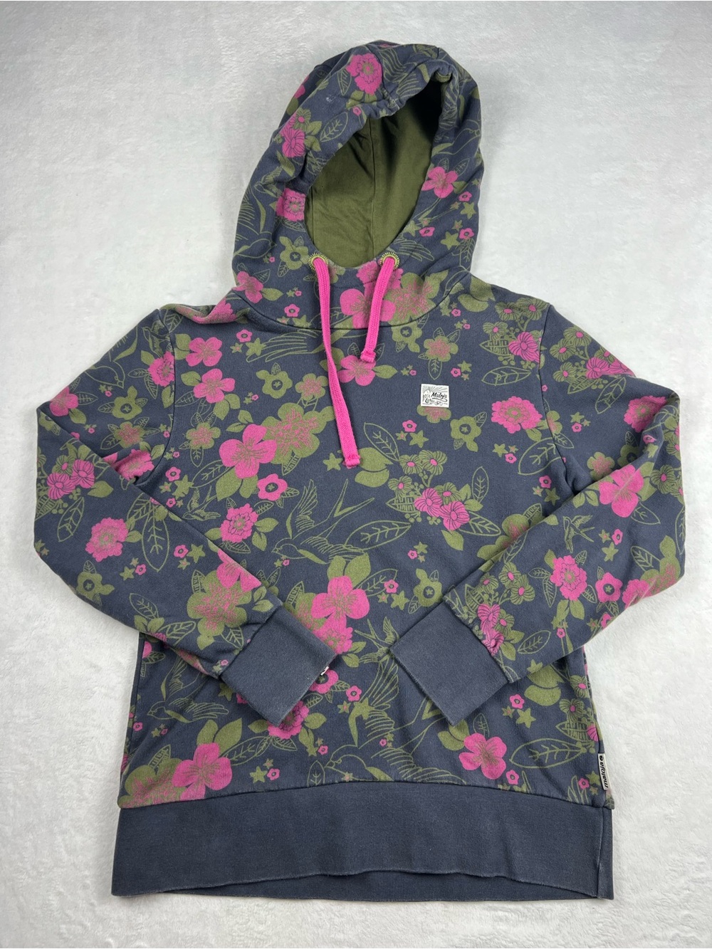 Maloja MemphisM. Hoodie Nightfall Floral Bird Print Pullover Womens Large